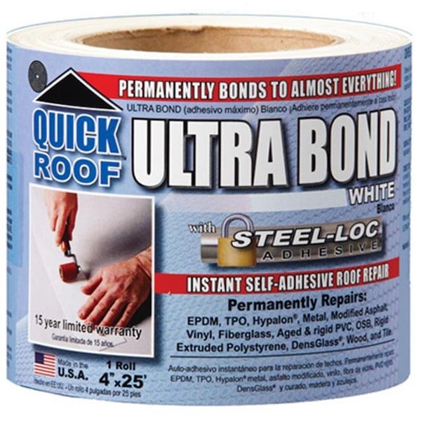 Cofair Products UBW425 4 in. x 25 ft. White Ultra Bond Instant Self-Adhesive Roof Repair 167050 - main